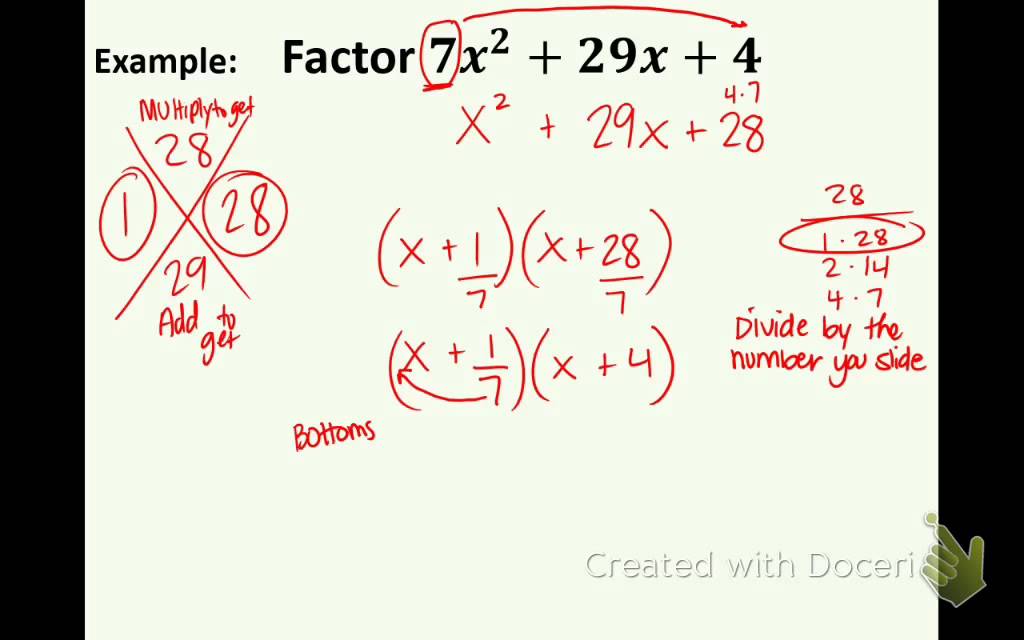 Factoring Trinomials Ax2+bx+c Worksheet