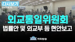 [국회방송 생중계] 외교통일위원회-법률안 및 외교부 등 현안보고 (23.4.12.)