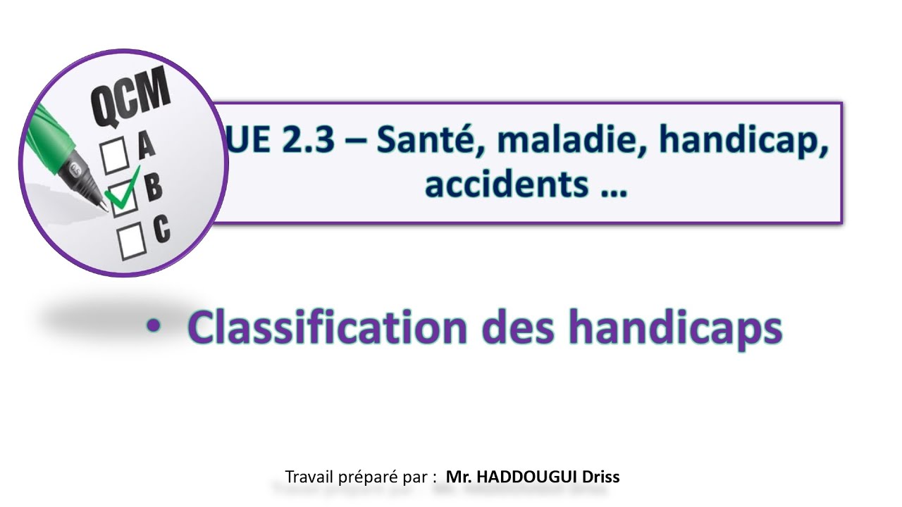 QCM : Classification Des Handicaps (Santé, Maladie, Handicap, Accidents ...