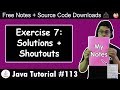 Exercise 7: Solutions + Shoutouts