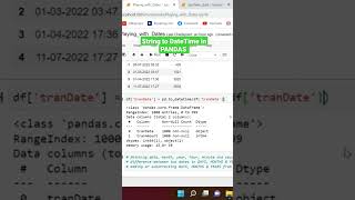 converting string to DateTime in PANDAS #datascience #python #pandas #datetime