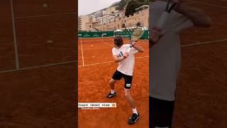 Stefanos Tsitsipas practicing in Monte-Carlo  (Awesome court level view) #tennis