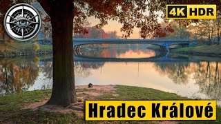 Beautiful Walking Tour of Hradec Králové at sunset 🇨🇿 Czech Republic 4K HDR ASMR