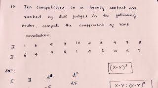 Rank Correlation Coefficient | Example Problem 1 | Statistical Methods