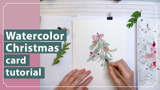 #31 Easy Watercolor Christmas card for Beginners | Watercolor Christmas wreath 4|Watercolor tutorial