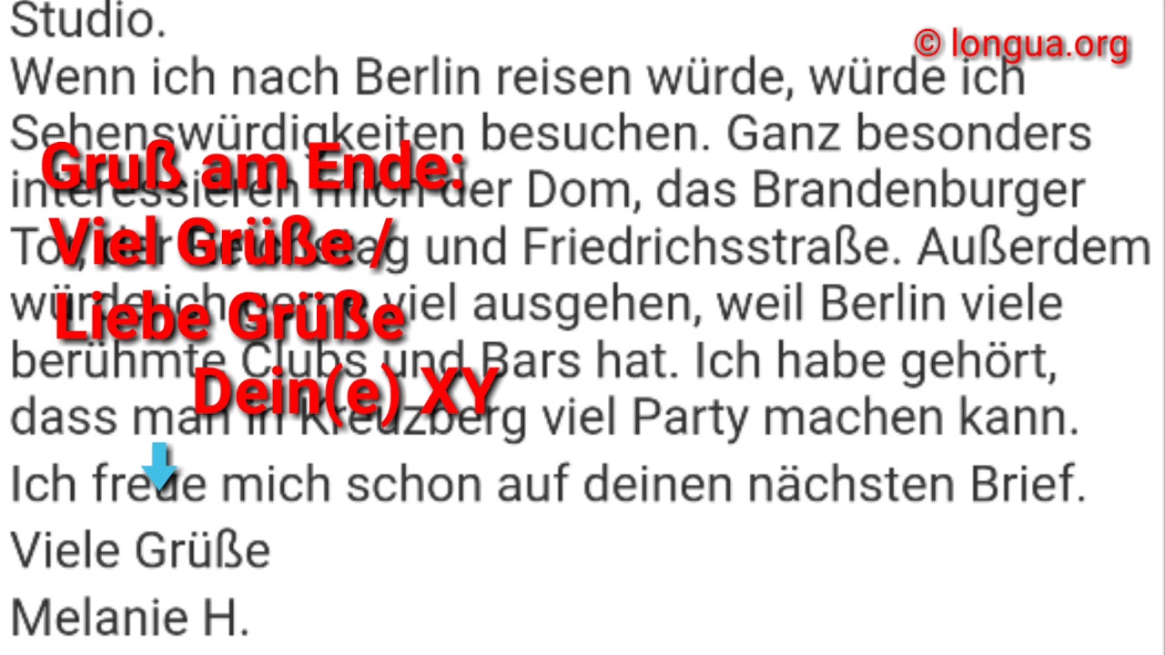 Brief Schreiben B1 Urlaub