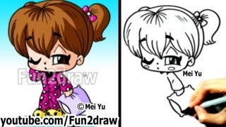 How to Draw Chibi People - Girl in Cool PJs - Art Lessons - Fun2draw | Online Cartoon Tutorials