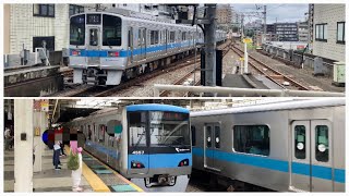 2023.6.14 小田急4000形4057F（上り回送）②・3000形未更新車3264F＋1000形1057F 異形式併結（ブツ10・下り各停本厚木行き）発車シーン。