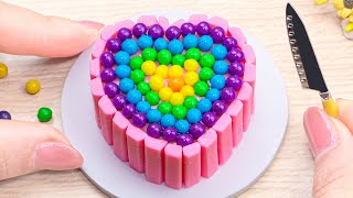 Amazing Kitkat Rainbow Cake Dessert🌈Tiny Yummy Heart Rainbow Kitkat Chocolate Cake Decorating