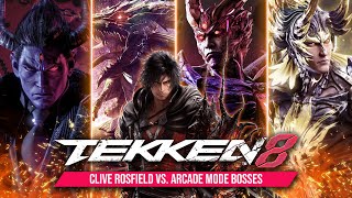 TEKKEN 8 - Clive Rosfield vs. Arcade Bosses (Devil Kazuya, Azazel, True Devil Kazuya, Angel Jin)