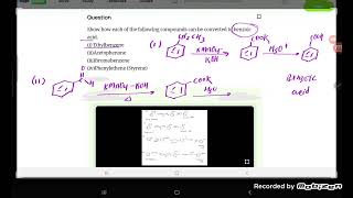 Show how each of the following compounds can be converted to benzoic acid. (i) Ethylbenzene(ii) Acet