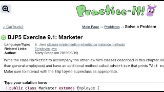 Java Practice It | Exercise 9.1: Marketer | classes, implementing, inheritance, instance methods