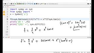 Derivatives using Python Sympy