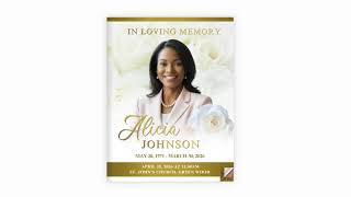 8 Page White & Gold CANVA Funeral Program Template 11x17 inch