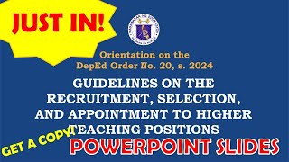 DO. 20 s. 2024  Guidelines on the Recruitment, Selection and Appointment to Higher Teaching Position