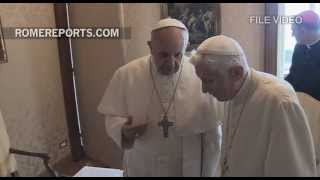 Pope Francis meets with Benedict XVI. Asks for his prayers as he heads out to Brazil