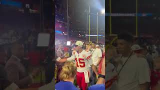 Patrick Mahomes celebrates with Chiefs fans after winning Super Bowl LVII #shorts #PatrickMahomes