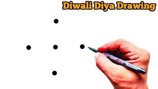 Diwali Diya Drawing | Diya Drawing From Dots | Dots Drawing | Festival Drawing