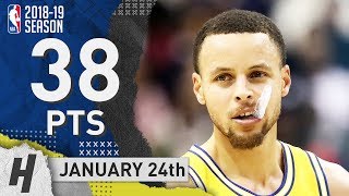Stephen Curry Full Highlights Warriors vs Wizards 2019.01.24 - 38 Pts, 3 Ast, 4 Rebounds!