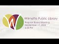 wilmette public library board of trustees meeting september 17 2024