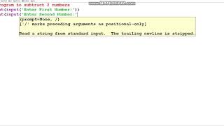 Python program to subtract two numbers | Niraj ARTS