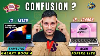 SAMSUNG Galaxy Book 4 Vs Acer Aspire Lite🔥i5 12450H Vs i3 1315U🔥Diwali Sale🔥Amazon Great Indian Sale