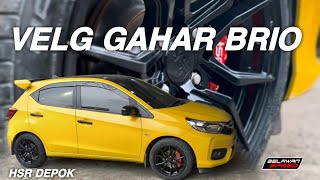 Modifikasi Brio Kuning Pake Velg HSR VITAL R16 Hitam Glossy Simple gahar sporty Toko Velg HSR Depok