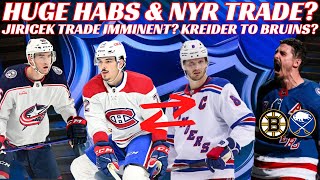 NHL Trade Rumours - Huge Habs \u0026 NYR Trade? Kreider to Bruins? Jiricek to Pens? Meier Suspended