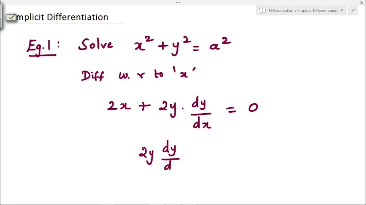 Implicit Differentiation | Simple Examples - Part 1 | Differential ...