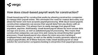 Cloud-Based Payroll for Construction Explained