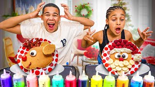 Christmas Pancake Art Challenge Brother VS Sister!!
