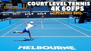 Marcos Giron \u0026 Jordan Thompson Practice Set Court Level | 2022 Australian Open (4K 60FPS)