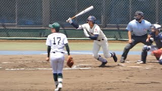 6回裏 浦和学院 1番 吉田匠吾 の2ベース 3番 松嶋晃希のセンター前で同点にする 昌平高校 - 浦和学院 2021年5月3日(月)春季高校野球埼玉県大会[準決勝]