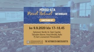 Pörssi-ilta Pienet Helmet - webinaari keskiviikkona 9.9.2020 klo 17:00 - 19:00