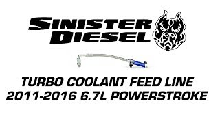 Sinister Diesel Turbo Coolant Feed Line for 2011-2016 6.7L Powerstroke Ford F-250 \u0026 F-350 Trucks