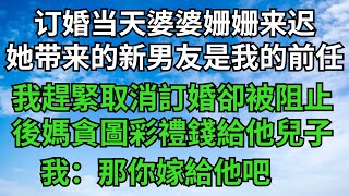 订婚当天婆婆姗姗来迟。她带来的新男友是我的前任，嚇的我趕緊取消訂婚卻被阻止，後媽貪圖我的彩禮錢給他兒子，我：那你嫁給他吧【聽風說雨】#落日溫情 #情感故事 #花開富貴 #深夜淺讀 #深夜淺談