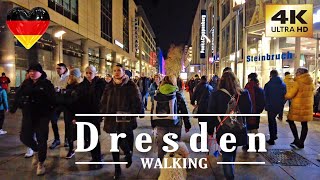 Dresden Germany 🇩🇪 - Night Walking Tour in 4k Dresden