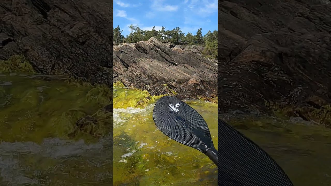 Waves flowing against rocks - Itiwit X500 Strenfit sea kayaking in the archipelago