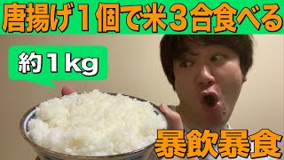 【園田】《伝説的チャレンジ動画》からあげ１個で米３合食べる。