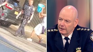 NYPD Chief Terry Monahan talks cops doused with water