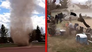 Dust devil kicks up at baseball diamond