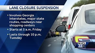 GDOT to suspend lane closures for the holidays