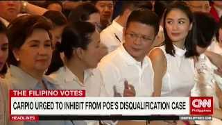 Carpio urged to inhibit from Poe's disqualification case