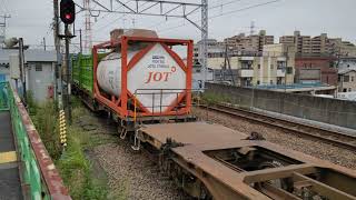 [#隅田川シャトル ]10月7日尻手駅 #新鶴見A61運用 #78レ EF65-2085 #EF65PF #EF652000番台 #EF65貨物色 #EF65赤プレート #EF652085