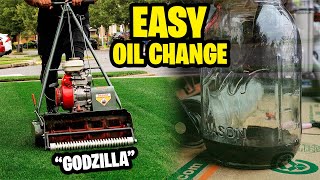 Easy way to change oil on lawn mower - Godzilla awakens - 1/2 cut vintage California Trimmer