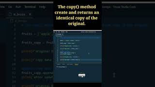 Python tutorials in 30 seconds |The copy() method #python #pythontutorial #codingshorts#pythontips