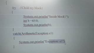 Multiple catch block, Nested try blocks # java Lecture 30