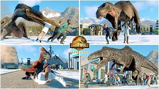 Human Hunting Animations of All Dinosaurs & Flying Reptiles in Arctic 🦖 Jurassic World Evolution 2
