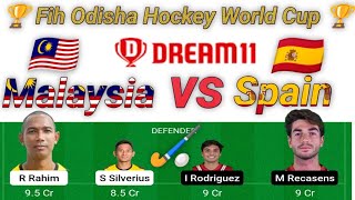 ML vs SPA dream11 team prediction | crossover match Malaysia vs Spain hockey world cup #HWC2023