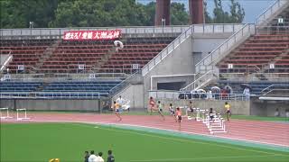 愛媛県高校新人大会2017・男子400mハードル予選3組、1着：田邉一真（八幡浜高）56秒96